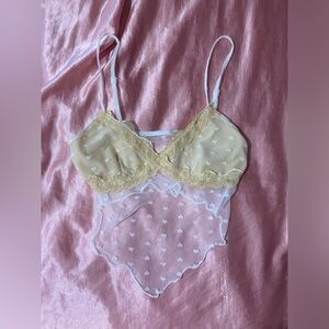 SHEIN XS White And Yellow Cami See Through Tank Top